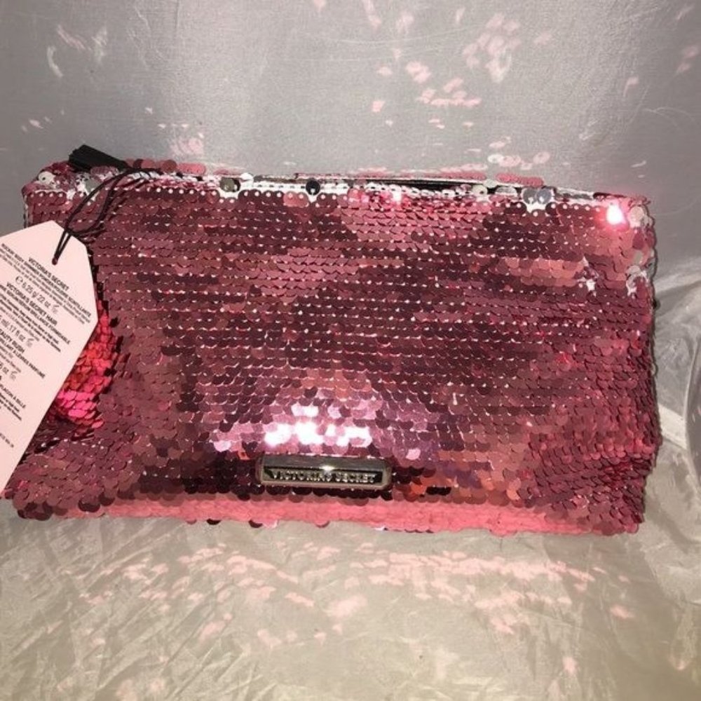 Victoria's Secret Pink Sequin Sparkle Evening clutch Bag NWT
